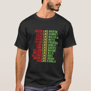 Camiseta Sonho Como Martin Men Meninas Meninas Negras Histo