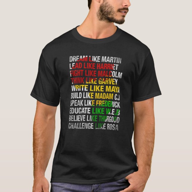 Camiseta Sonho De História Negra Como Martin Lidera Como Ha (Frente)