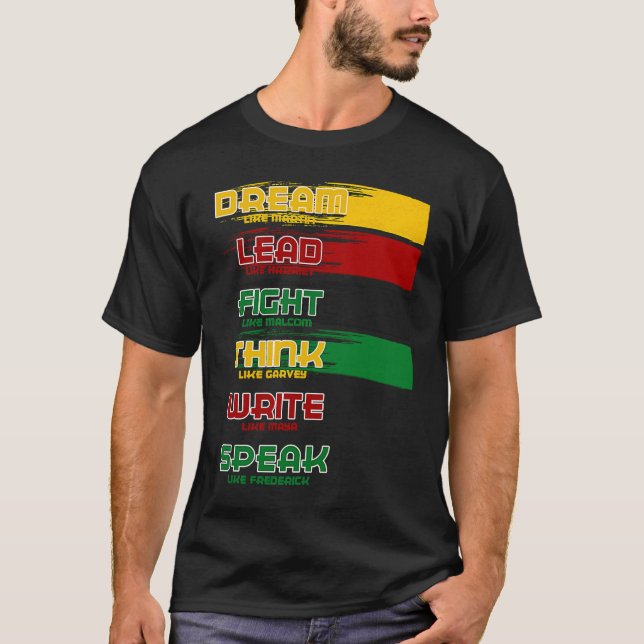 Camiseta Sonho De História Negra Como Martin Lidera Como Ha (Frente)