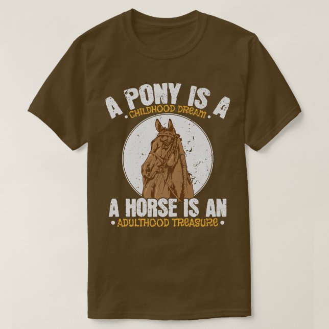 Camiseta Sonho de Infância Pony, Tesouro de Adultos Cavalos (Frente do Design)