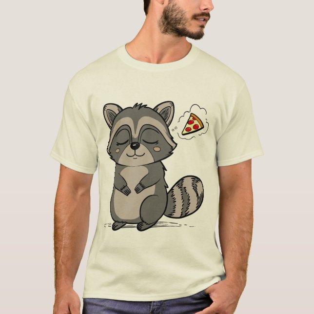 Camiseta Sonho de Raccoon - Pizza! (Frente)