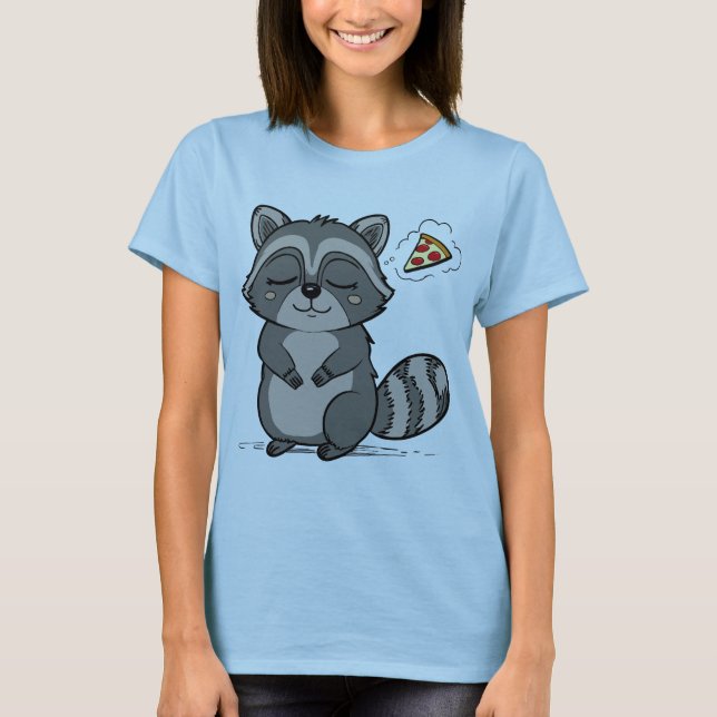 Camiseta Sonho de Raccoon - Pizza! (Frente)