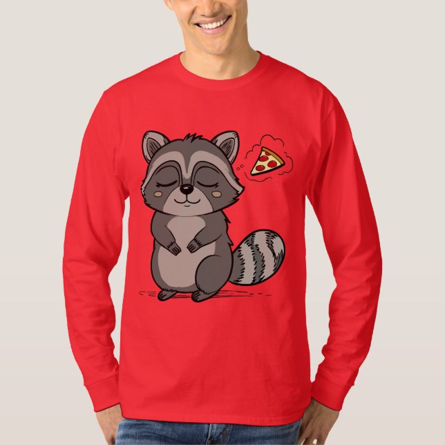 Camiseta Sonho de Raccoon - Pizza! (Frente)