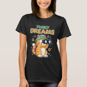 Camiseta Sonho de Tweet Engraçado Gatinho Observando Pássar