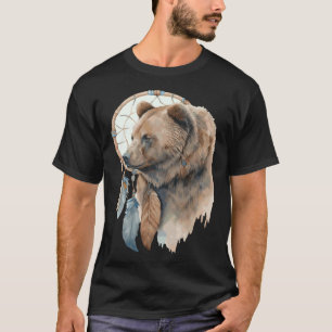 Camiseta Sonho de Urso Tribal Aquarela Caçador de Sonhos 1