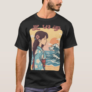 Camiseta Sonho de Verão Garota da Onda Japonesa