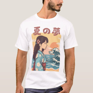 Camiseta Sonho de Verão Garota Onda Japonesa