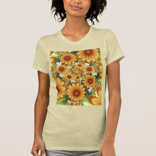 Camiseta Sonho Floral, Abstrato moderna Flores Arte Fractal