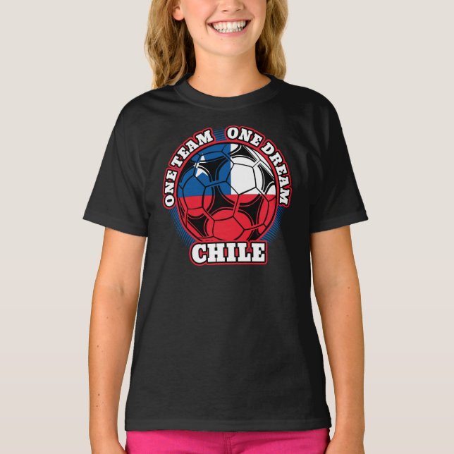 Camiseta Sonho Um da Equipe Um do Futebol do Chile (Frente)