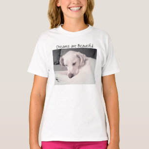 Camiseta Sonhos Cachorrinho Branco Bonito Fofo Ado