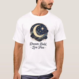 Camiseta Sonhos Celestiais - Lua e estrelas Teto Inspiracio