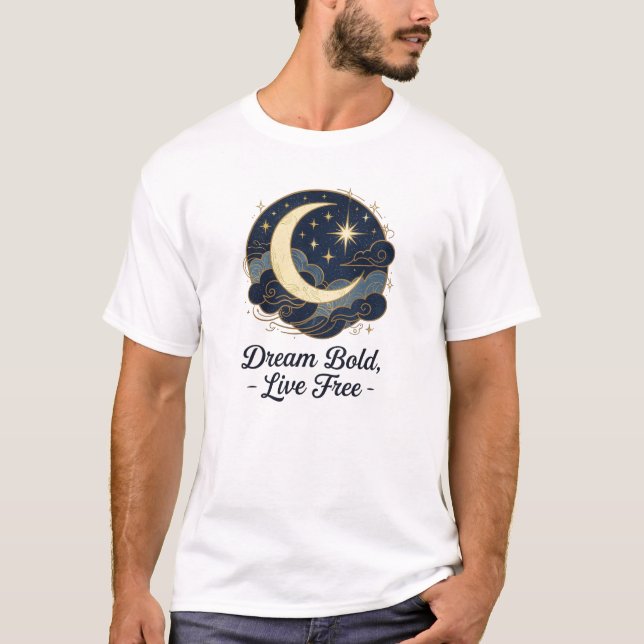 Camiseta Sonhos Celestiais - Lua e estrelas Teto Inspiracio (Frente)