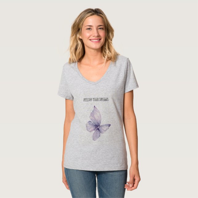 Camiseta Sonhos de Borboleta Lavanda (Frente Completa)