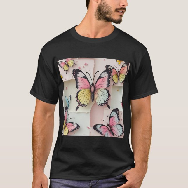 Camiseta ✨ Sonhos De Borboleta Whimsical - Tee Cartoon-Styl (Frente)