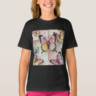 Camiseta ✨ Sonhos De Borboleta Whimsical - Tee Cartoon-Styl