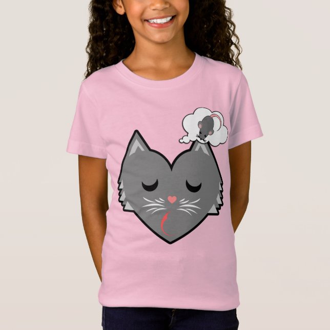 Camiseta Sonhos de Gatinho com Cinza Sonolento (Frente)