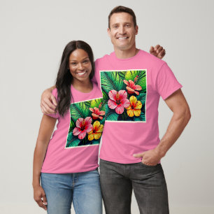 Camiseta Sonhos de Jardim de Flores Exóticas