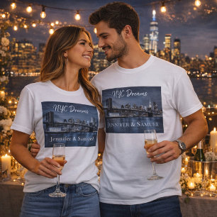 Camiseta Sonhos de NYC Casais Romântico