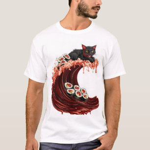 Camiseta Sonhos de Sushi Gato Gatinho de Comida Japonesa Ex