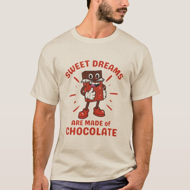 Camiseta Sonhos doces são feitos de chocolate (Frente)