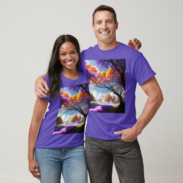 Camiseta Sonhos lavandas Sob O Céu De Jacaranda, (Unissex)