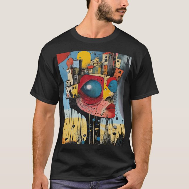 Camiseta Sonhos Microscópicos: Uma Surreal Sinfonia T-Shirt (Frente)