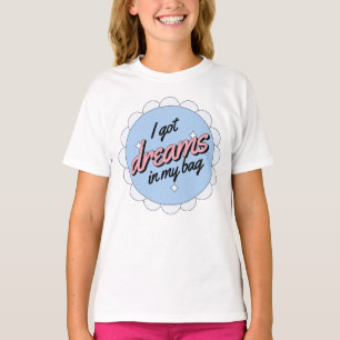 Camiseta Sonhos na Minha Mochila Insígnia Retro Crianças