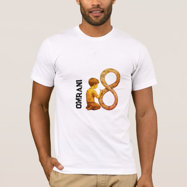 Camiseta "Sonhos Sem Fim" - Garotinho Desenhando o Infinito (Frente)