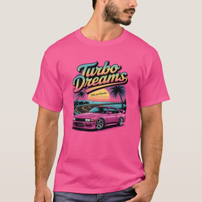Camiseta Sonhos Turbo Vaporwave JDM Drift Presente da famíl (Frente)