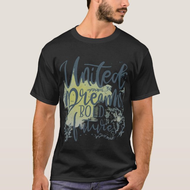 Camiseta Sonhos Unidos Futuro Negrito. (Frente)