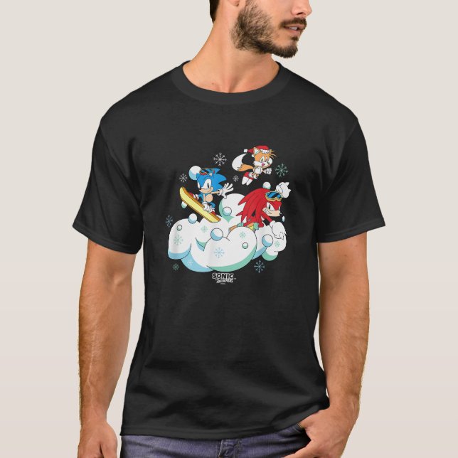 Camiseta Sonic The Hedgehog Christmas Main Trio Fun In The  (Frente)