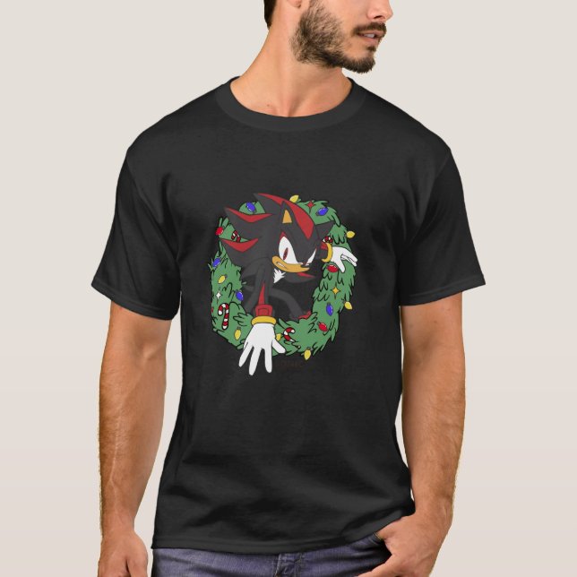 Camiseta Sonic The Hedgehog Christmas Shadow X Mas Wreath (Frente)
