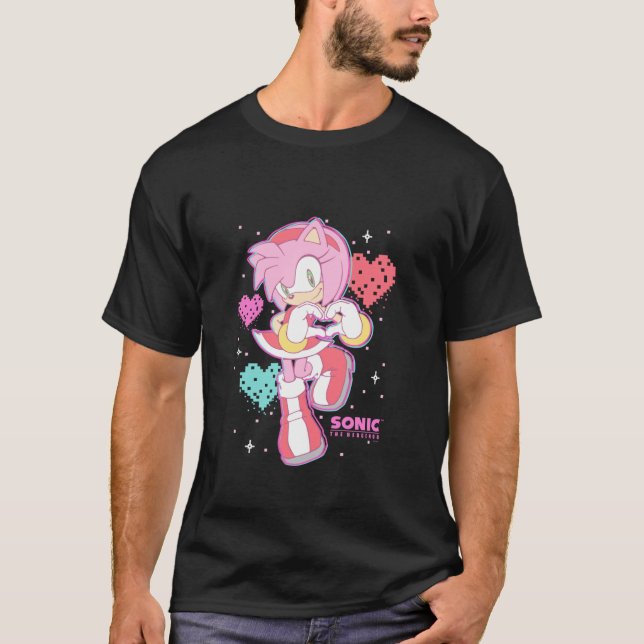 Camiseta Sonic The Hedgehog Day Namorados Bonito Amy Rosa R (Frente)