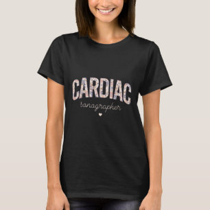 Camiseta Sonógrafo Cardíaco Floral Retro Cardiovascular