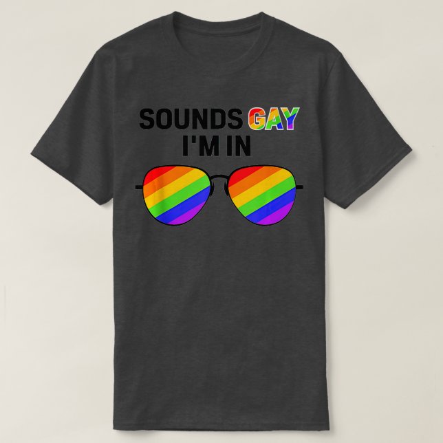 Camiseta sons engraçados gay in with rainbow flag for orgul (Frente do Design)