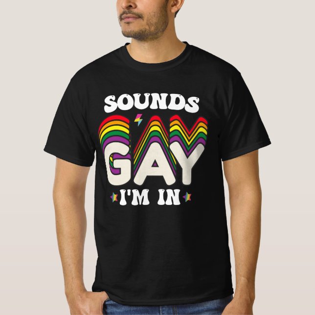 Camiseta Sons Groovy do Orgulho LGBT Gay Estou Dentro (Frente)
