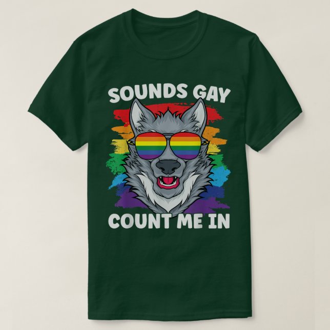 Camiseta Sons Orgulho gay Wolf Rainbow Flag Community LGBT (Frente do Design)