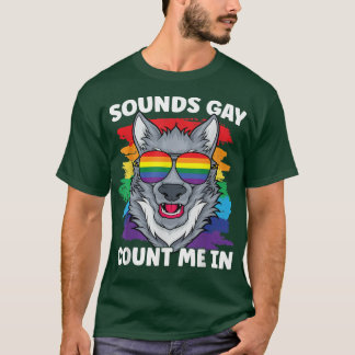 Camiseta Sons Orgulho gay Wolf Rainbow Flag Community LGBT