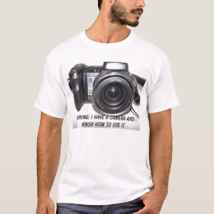 Camiseta Sony, advertindo: Eu tenho uma câmera e eu sei H