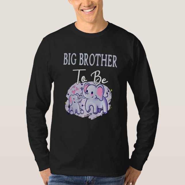 Camiseta Soon Big Brother To Be Elephants Baby Shower Gende (Frente)