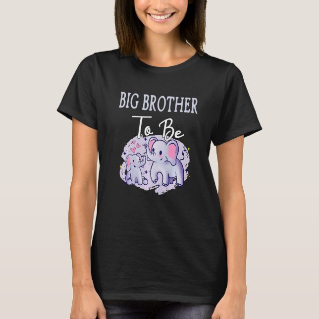Camiseta Soon Big Brother To Be Elephants Baby Shower Gende (Frente)