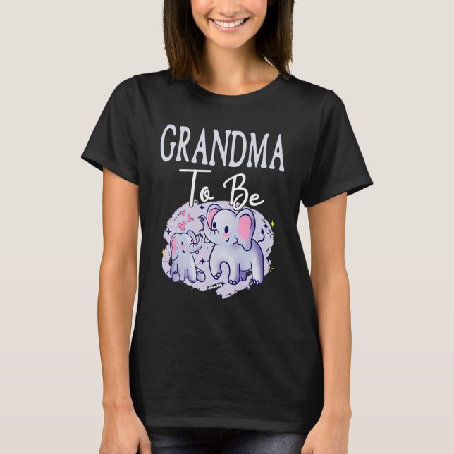 Camiseta Soon Grandma To Be Elephants For Baby Shower Gende (Frente)