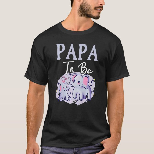 Camiseta Soon Papa To Be Elephants For Baby Shower Gender R (Frente)
