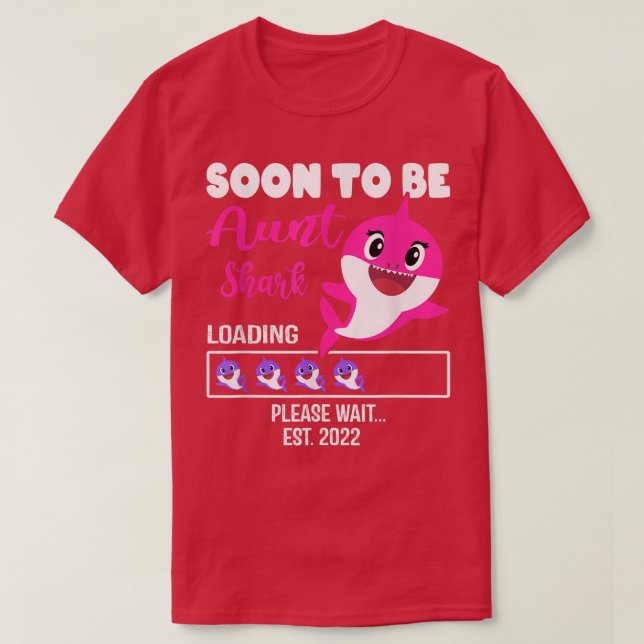 Camiseta Soon To Be Aunt Shark Est 2022 Pregnancy Announcem (Frente do Design)