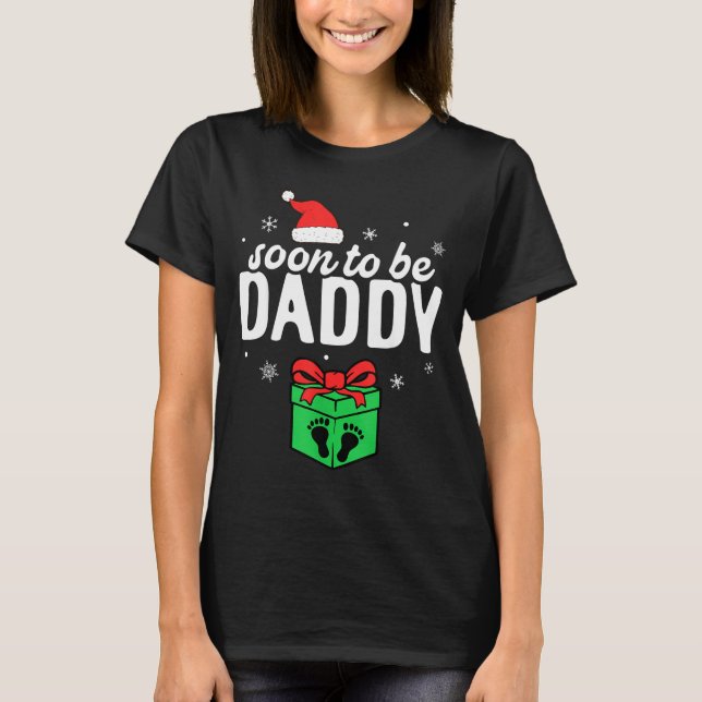 Camiseta Soon To Be Daddy Christmas Funny Pregnancy Announc (Frente)