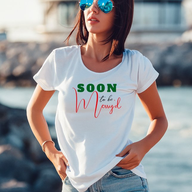 Camiseta Soon to be Merry'd Christmas Women's Basic T-Shirt (Criador carregado)