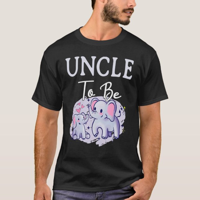 Camiseta Soon Uncle To Be Elephants For Baby Shower Gender  (Frente)