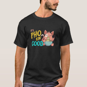 Camiseta Sopa de macarrão Pho Tigela de Pho Gato Tigela de