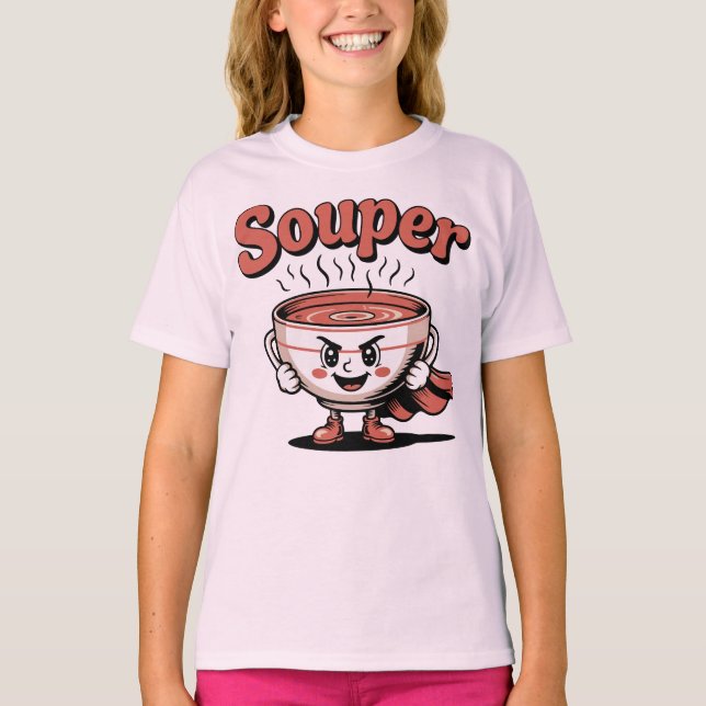 Camiseta Sopa Super Pun Herói de Comida (Frente)