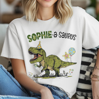 Camiseta Sophie-a-saurus TRex Dinossauro Nome Personalizado